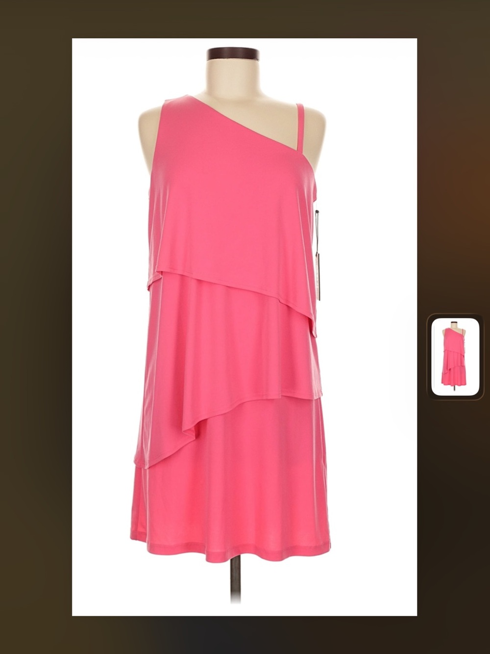 Vince Camuto Hot Pink One Shoulder Cocktail Dress Layered Ruffle Party